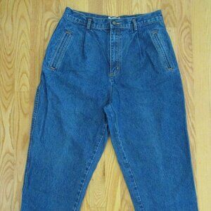 WESTPORT WOMENS SIZE 12 SH JEANS DARK BLUE STONE WASH DENIM HIGH WAIST MOM PLEAT